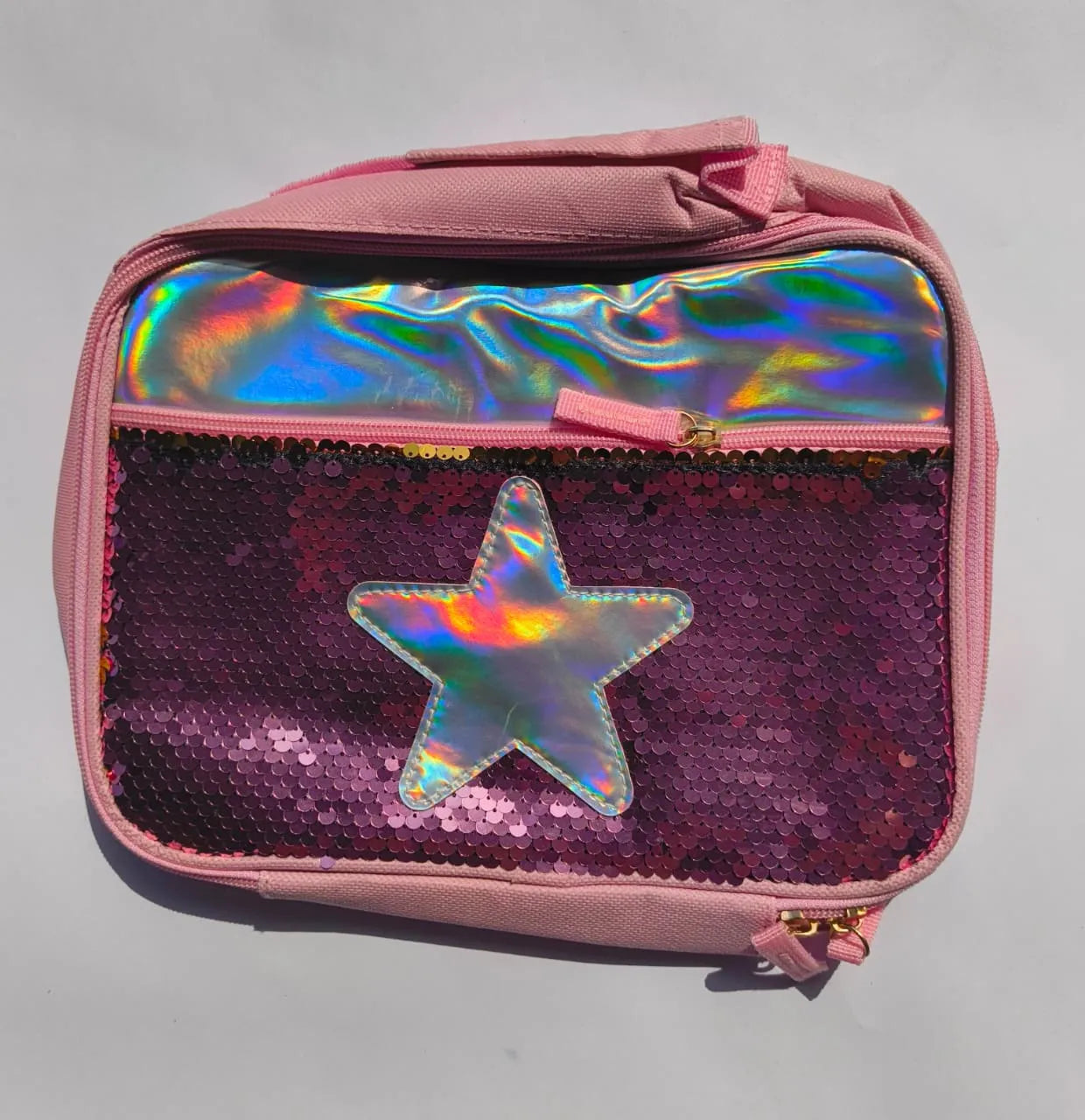 Pink Star Insulated Lunch Box Bag