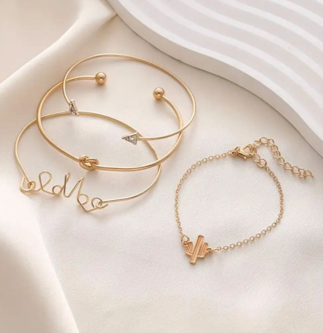 Shein Set Of 4 Adjustable Bangles & Bracelet