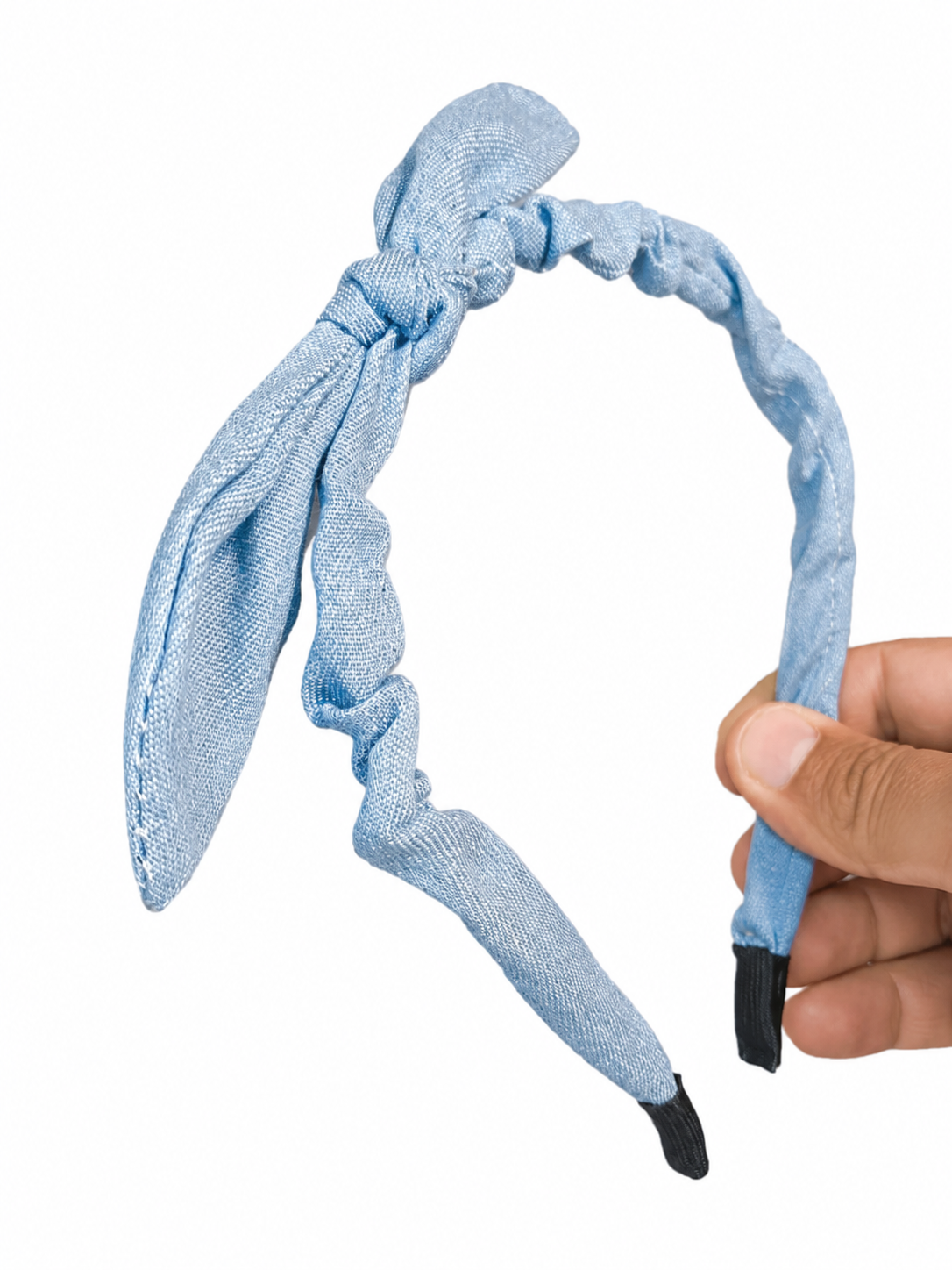 Light Blue Bow Knitted Formal Headband