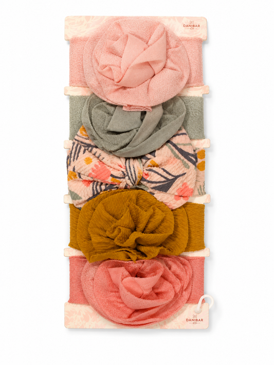 Curls & Pearls Flower Patterned Baby Headbands