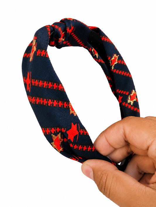 Traditional Navy and Blue Patterned Headband