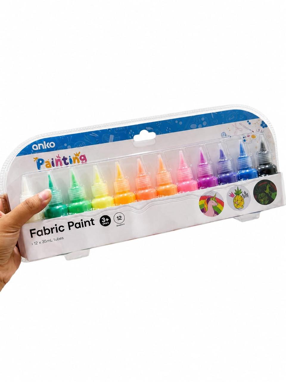Anko Australia Fabric Paint Pack of 12 (Glow in the dark)