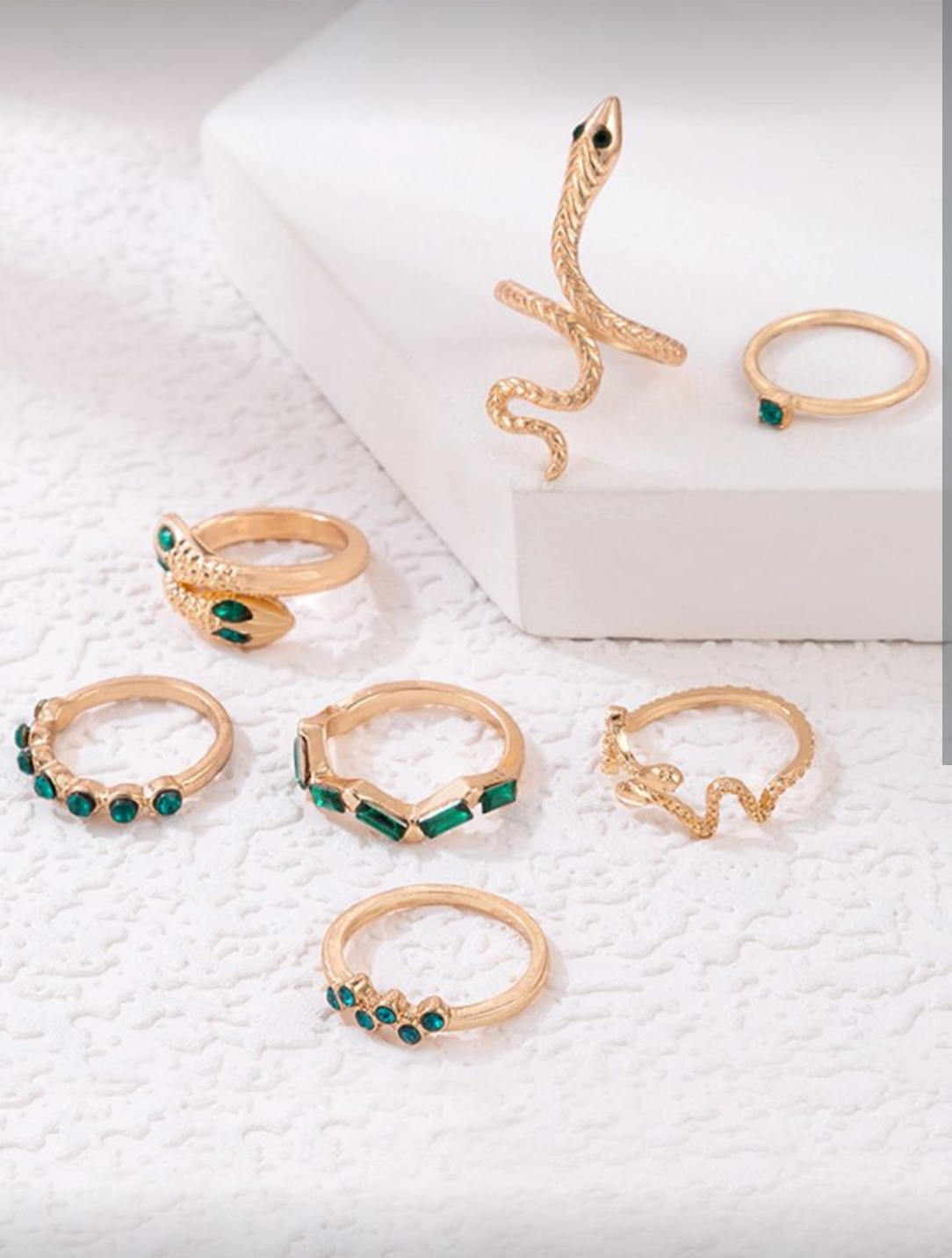 Snake Design Rhinestone Rings Set