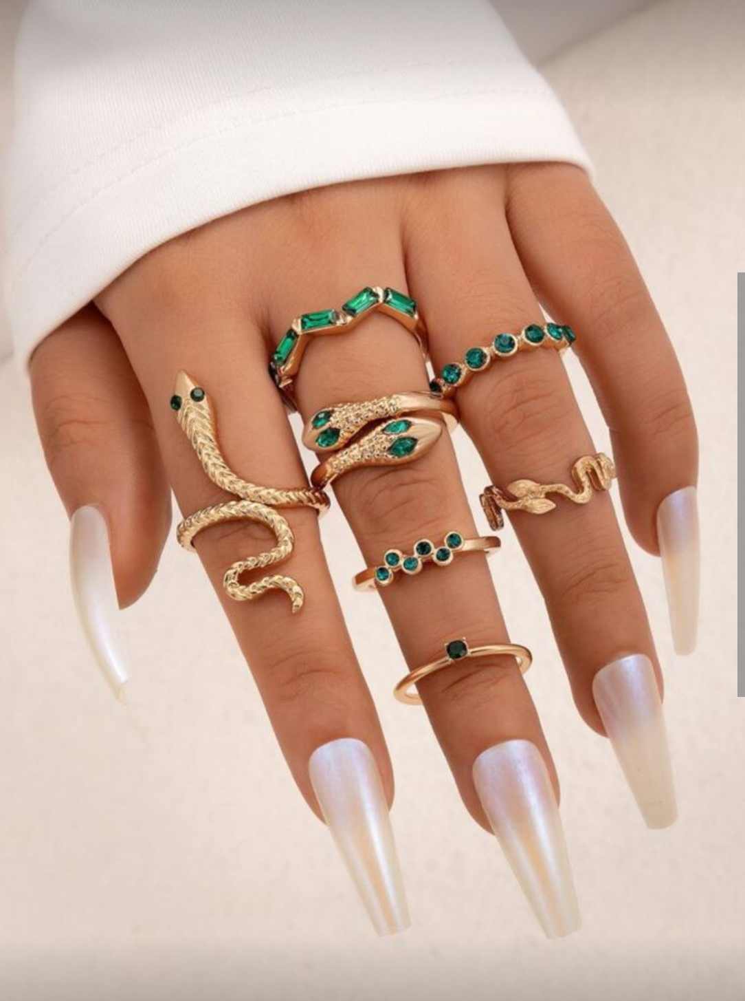 Snake Design Rhinestone Rings Set