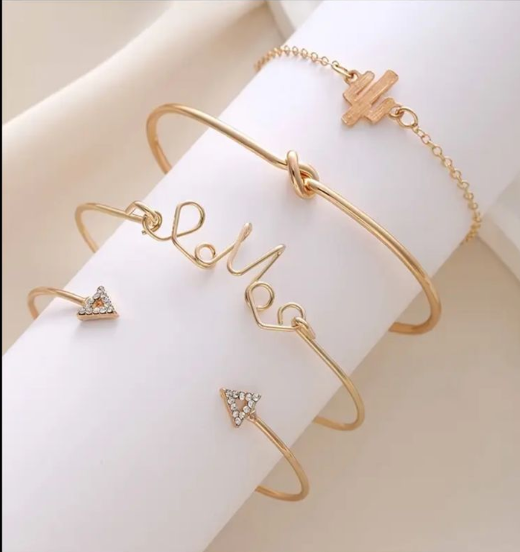 Shein Set Of 4 Adjustable Bangles & Bracelet
