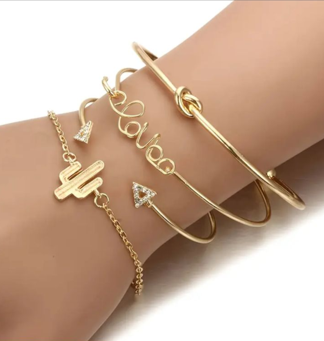 Shein Set Of 4 Adjustable Bangles & Bracelet