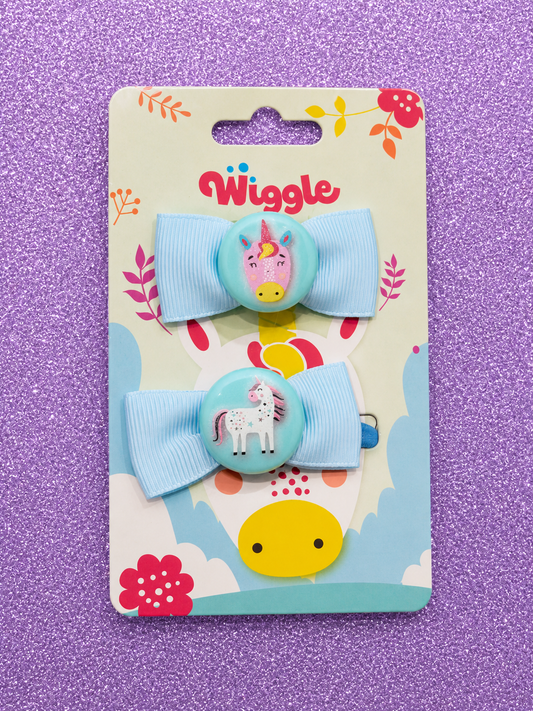 Wiggle Unicorn Hair Bows – Blue